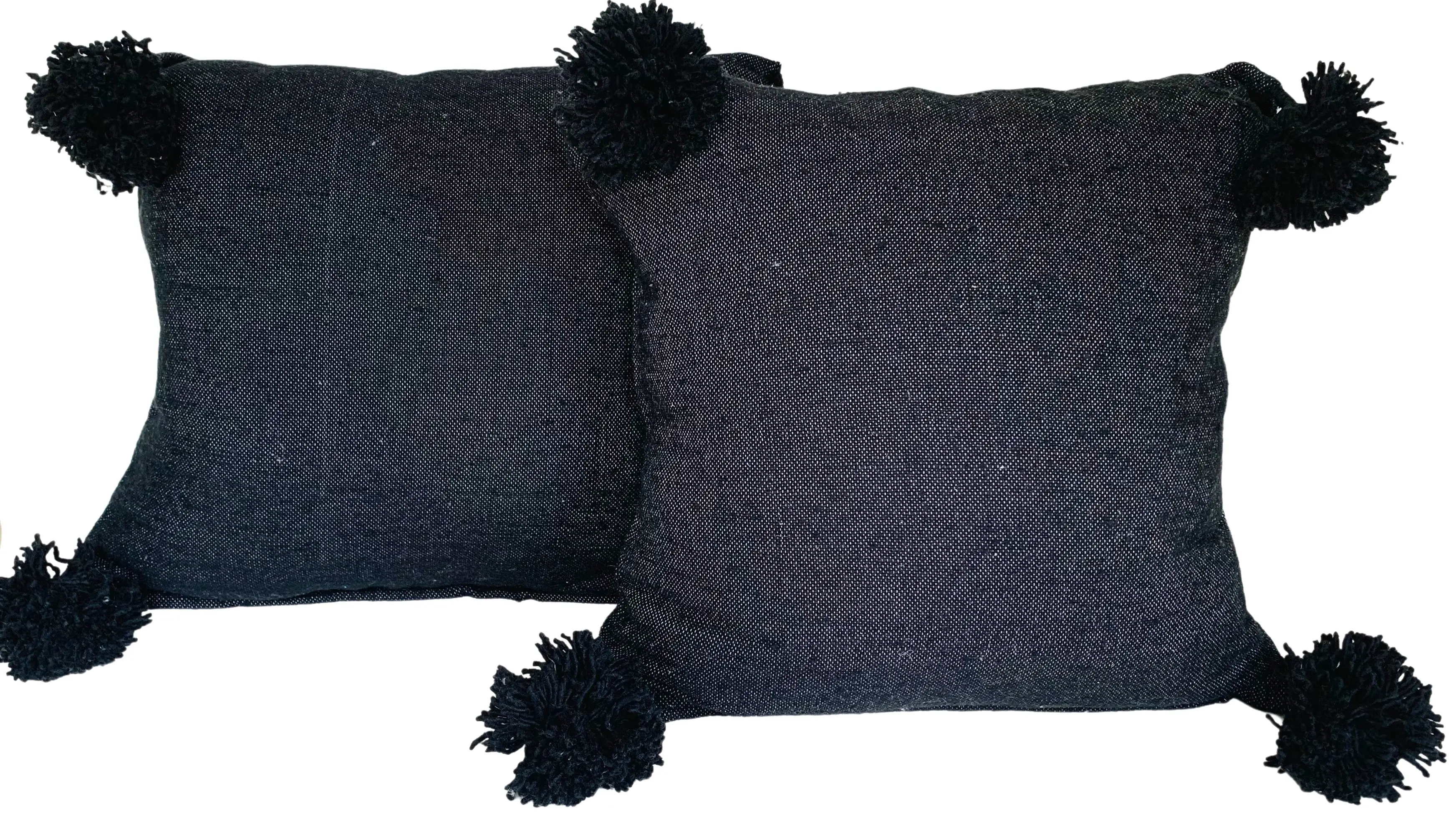 Moroccan Handloomed Pom-Pom Pillows, Pr 1 Moroccan Handloomed Pom-Pom Pillows, Pr