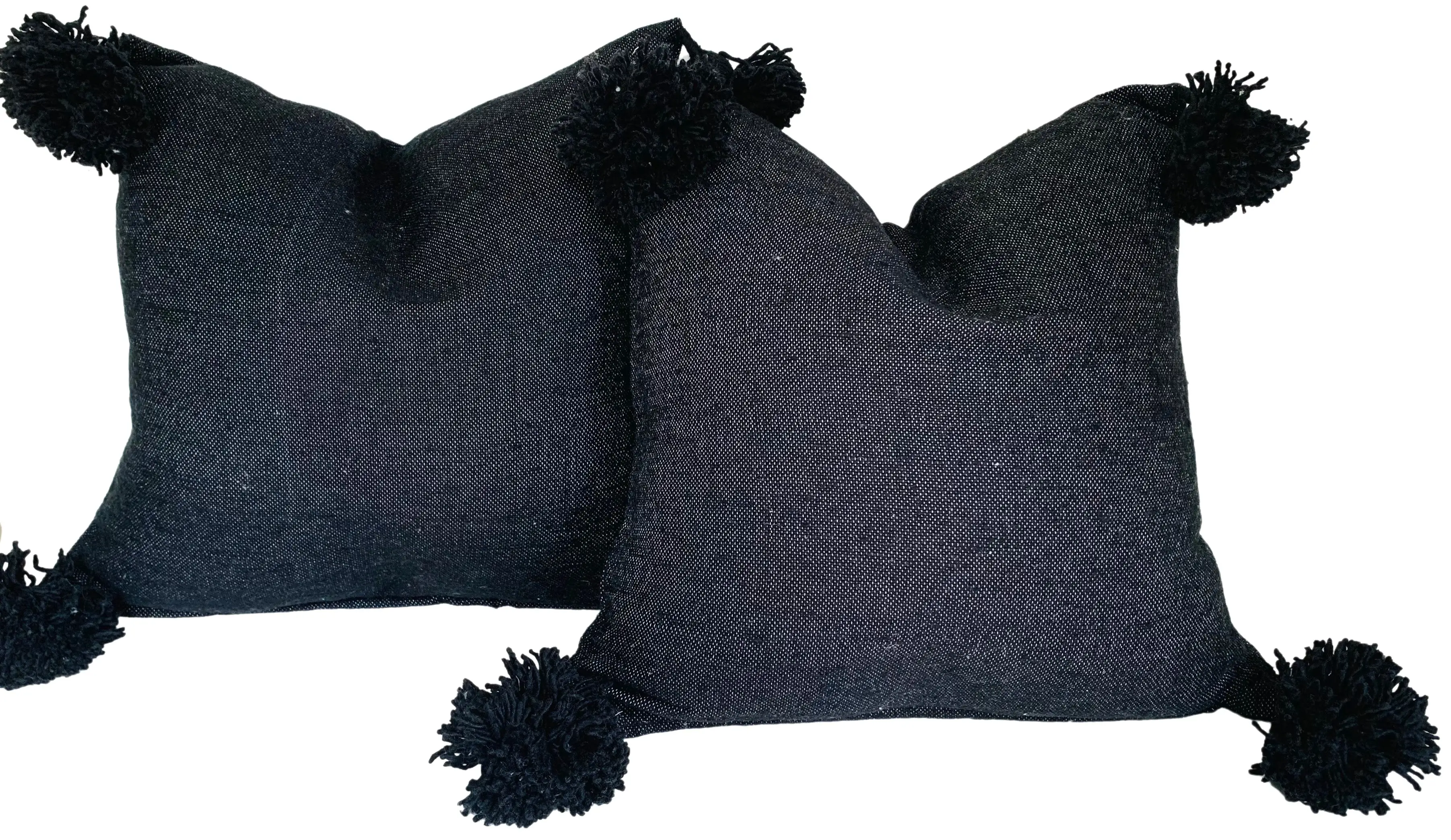 Moroccan Handloomed Pom-Pom Pillows, Pr 2 Moroccan Handloomed Pom-Pom Pillows, Pr