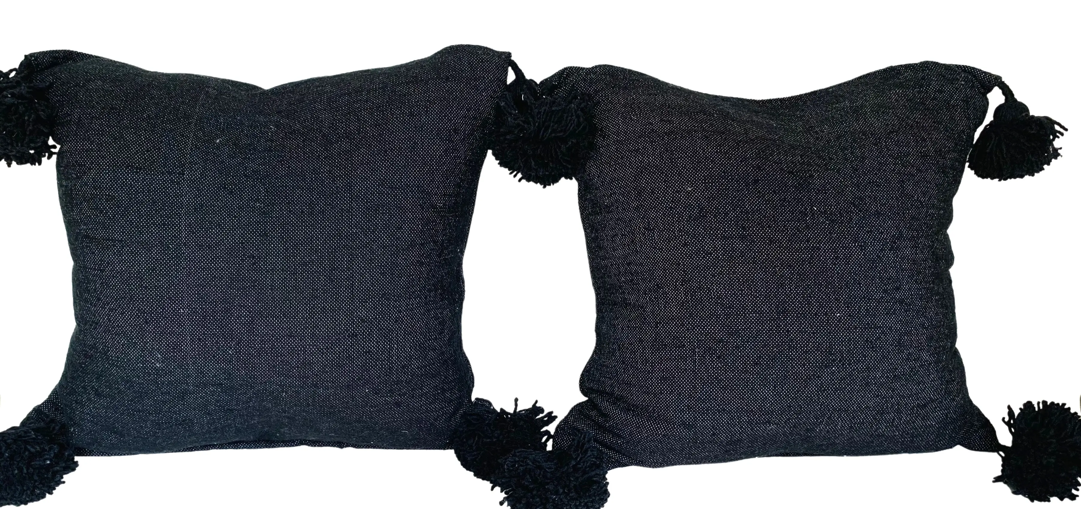 Moroccan Handloomed Pom-Pom Pillows, Pr 3 Moroccan Handloomed Pom-Pom Pillows, Pr