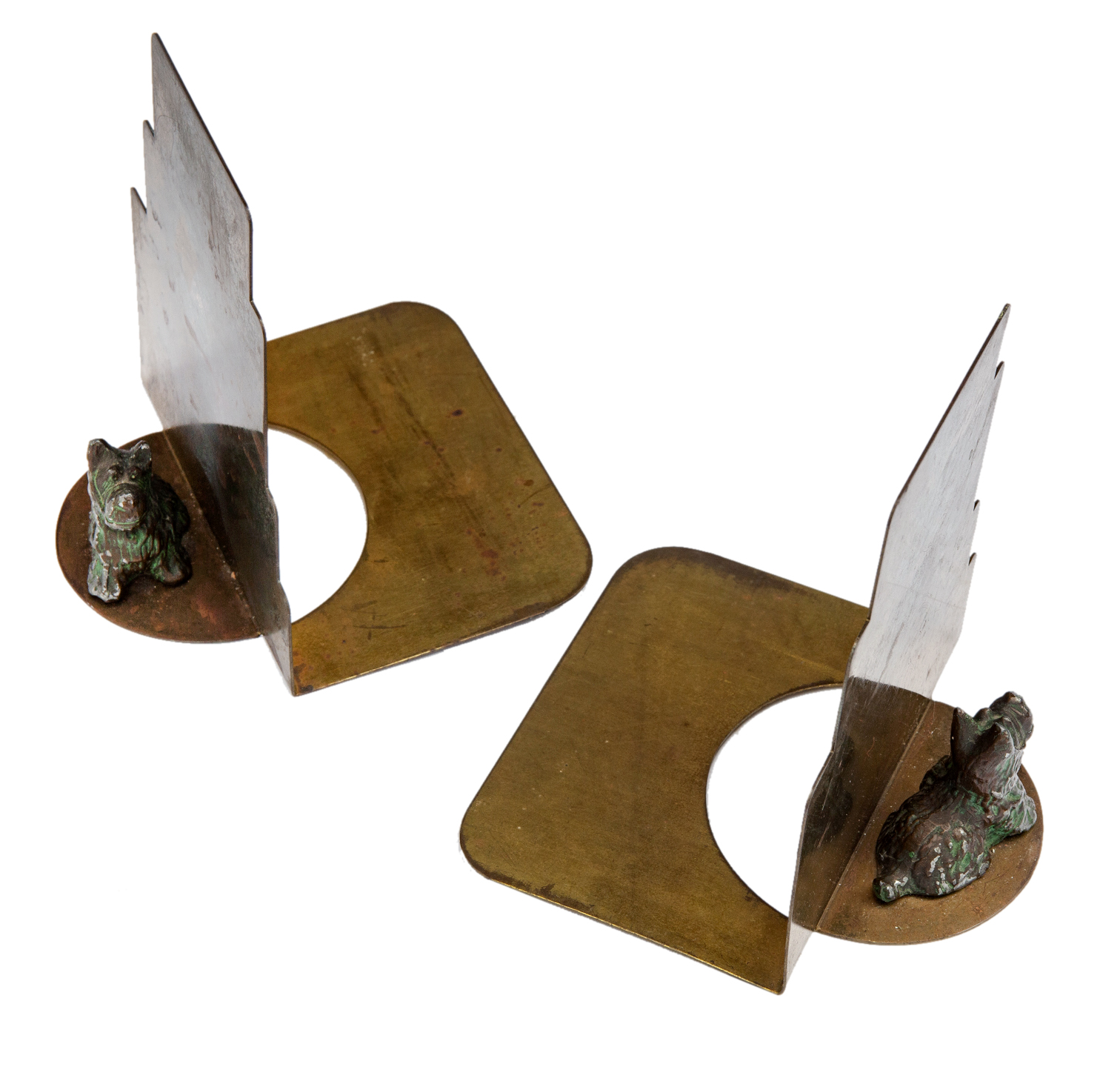 Art Deco Brass Bookends with Scotties 2 Art Deco Brass Bookends with Scotties