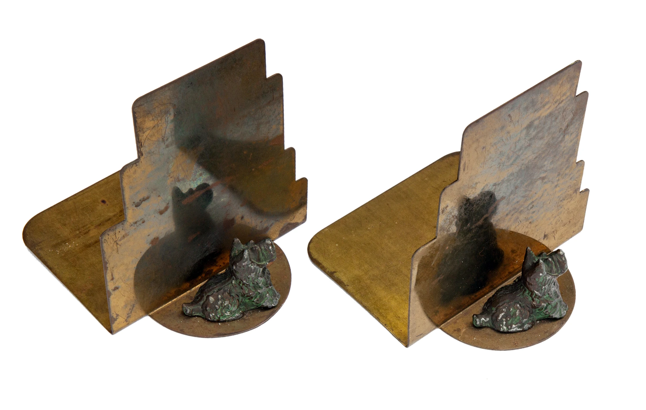 Art Deco Brass Bookends with Scotties 3 Art Deco Brass Bookends with Scotties