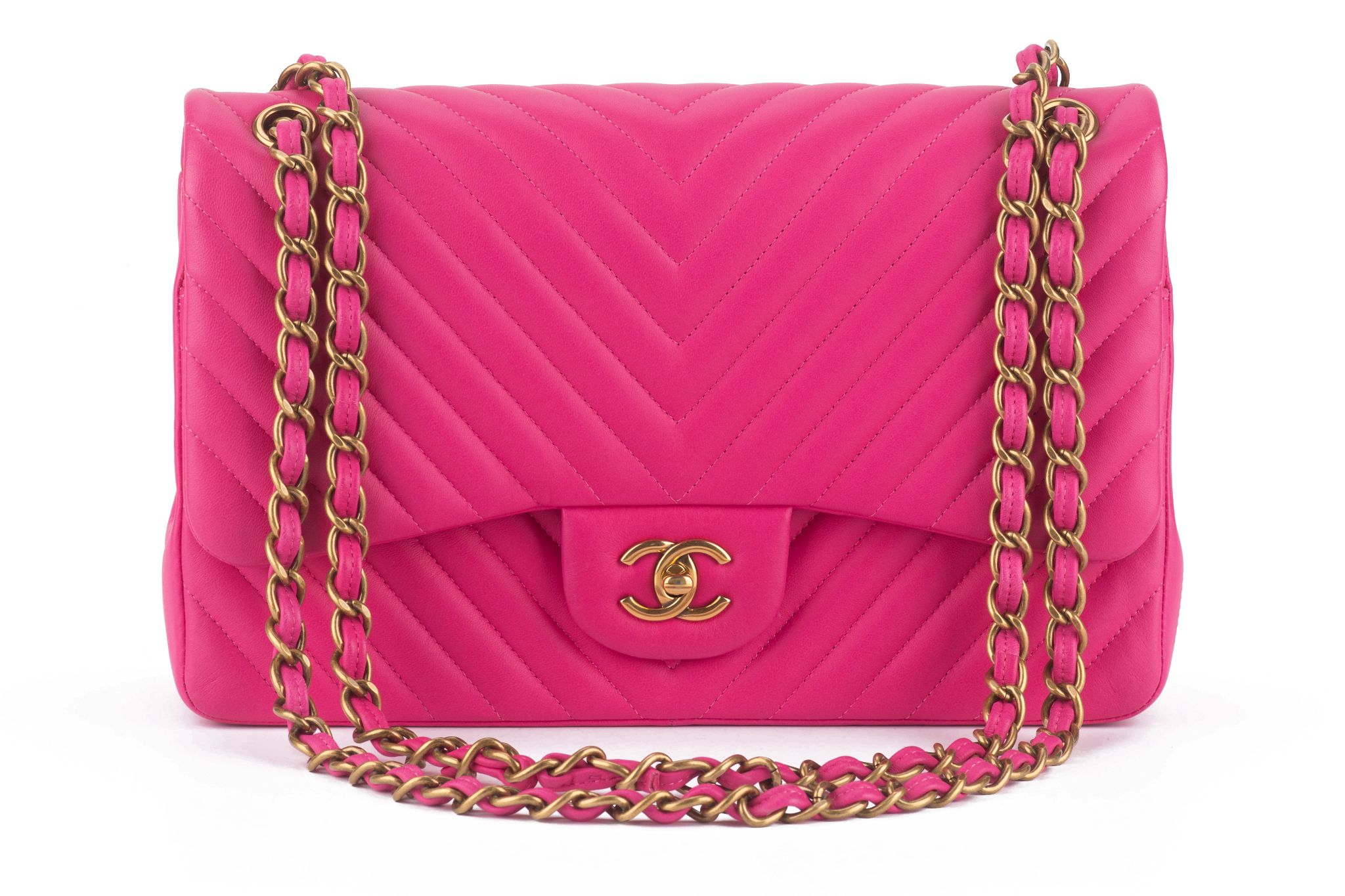 Chanel Pink Chevron Classic Double Flap 1 Chanel Pink Chevron Classic Double Flap