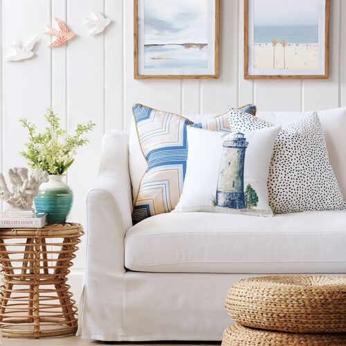 Marino Nautical Stripe Geometric Pillow, Blue/Natural 3 Marino Nautical Stripe Geometric Pillow, Blue/Natural