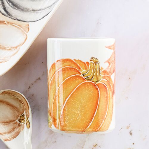 Pumpkins Utensil Holder, Orange 3 Pumpkins Utensil Holder, Orange