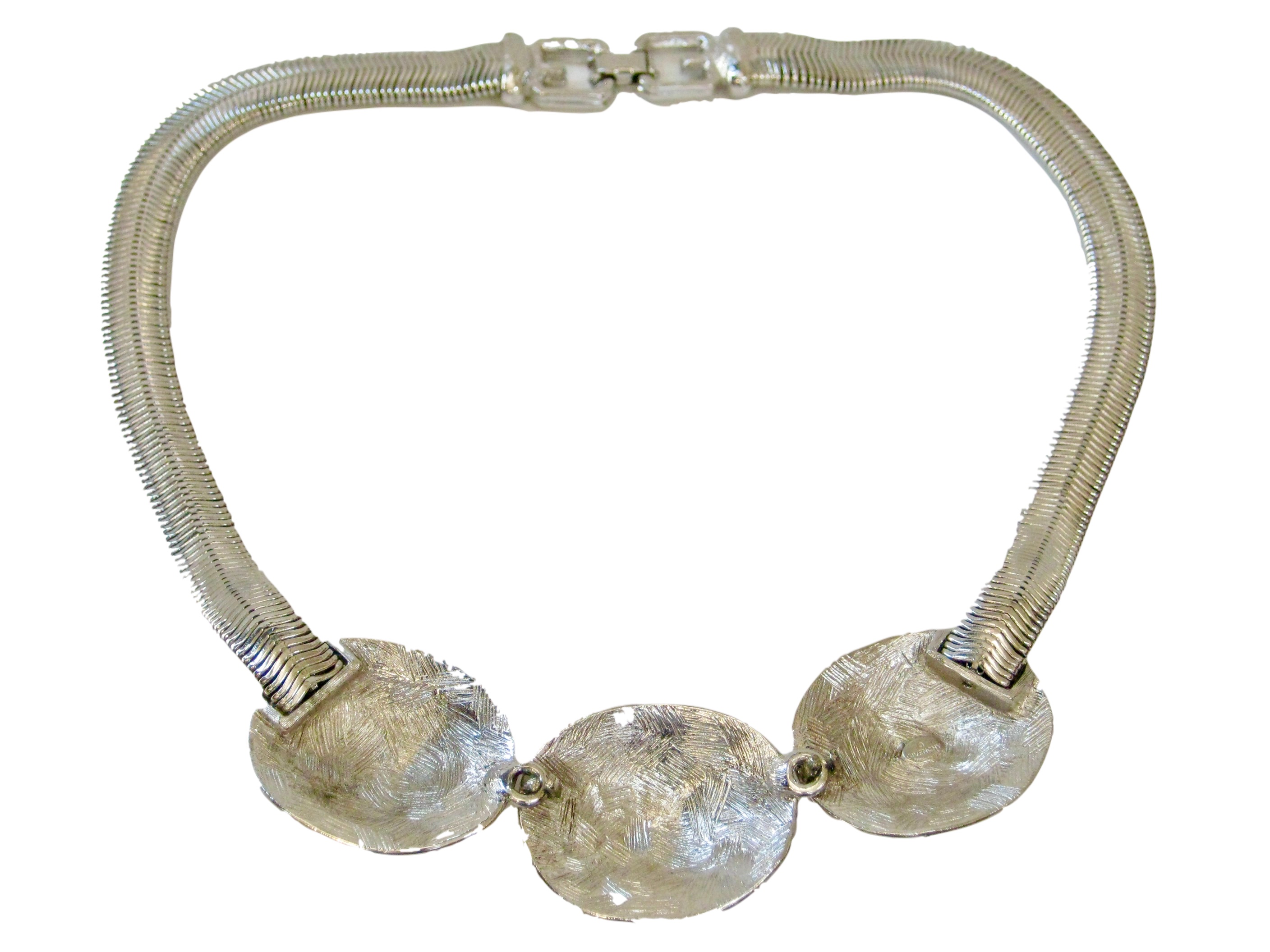 Givenchy Silver Triple Shield Necklace 2 Givenchy Silver Triple Shield Necklace
