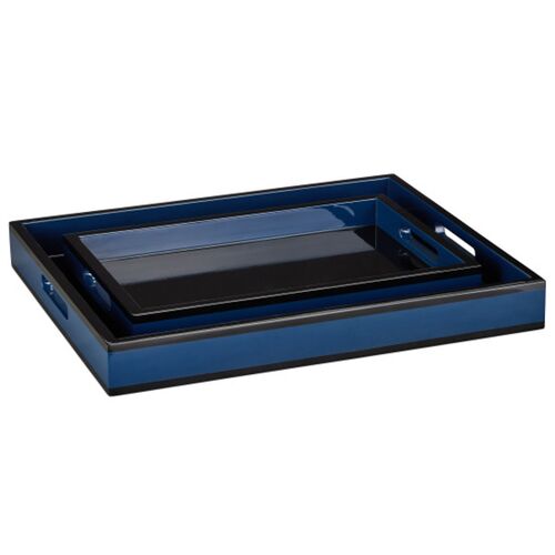 S/2 Lacquer Trays, Navy 1 S/2 Lacquer Trays, Navy