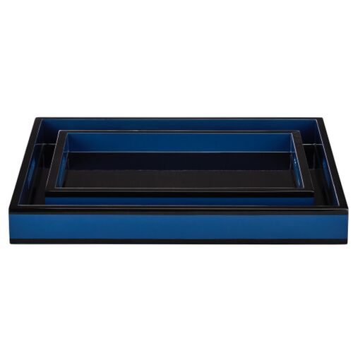 S/2 Lacquer Trays, Navy 3 S/2 Lacquer Trays, Navy