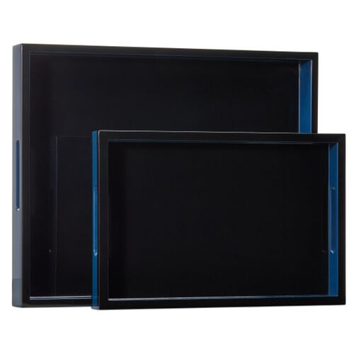 S/2 Lacquer Trays, Navy 4 S/2 Lacquer Trays, Navy