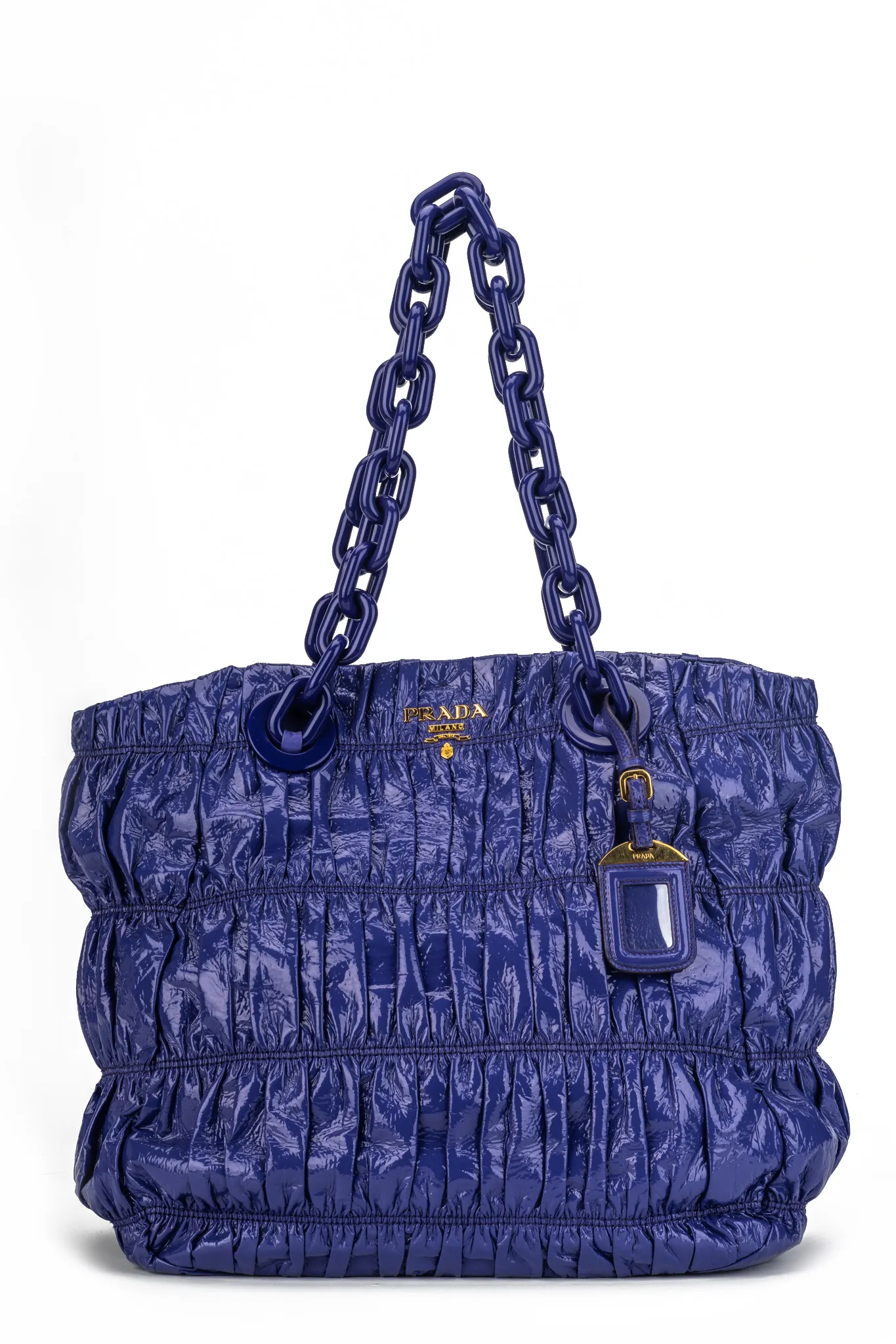 Prada BN Purple Rouched Patent Tote 1 Prada BN Purple Rouched Patent Tote