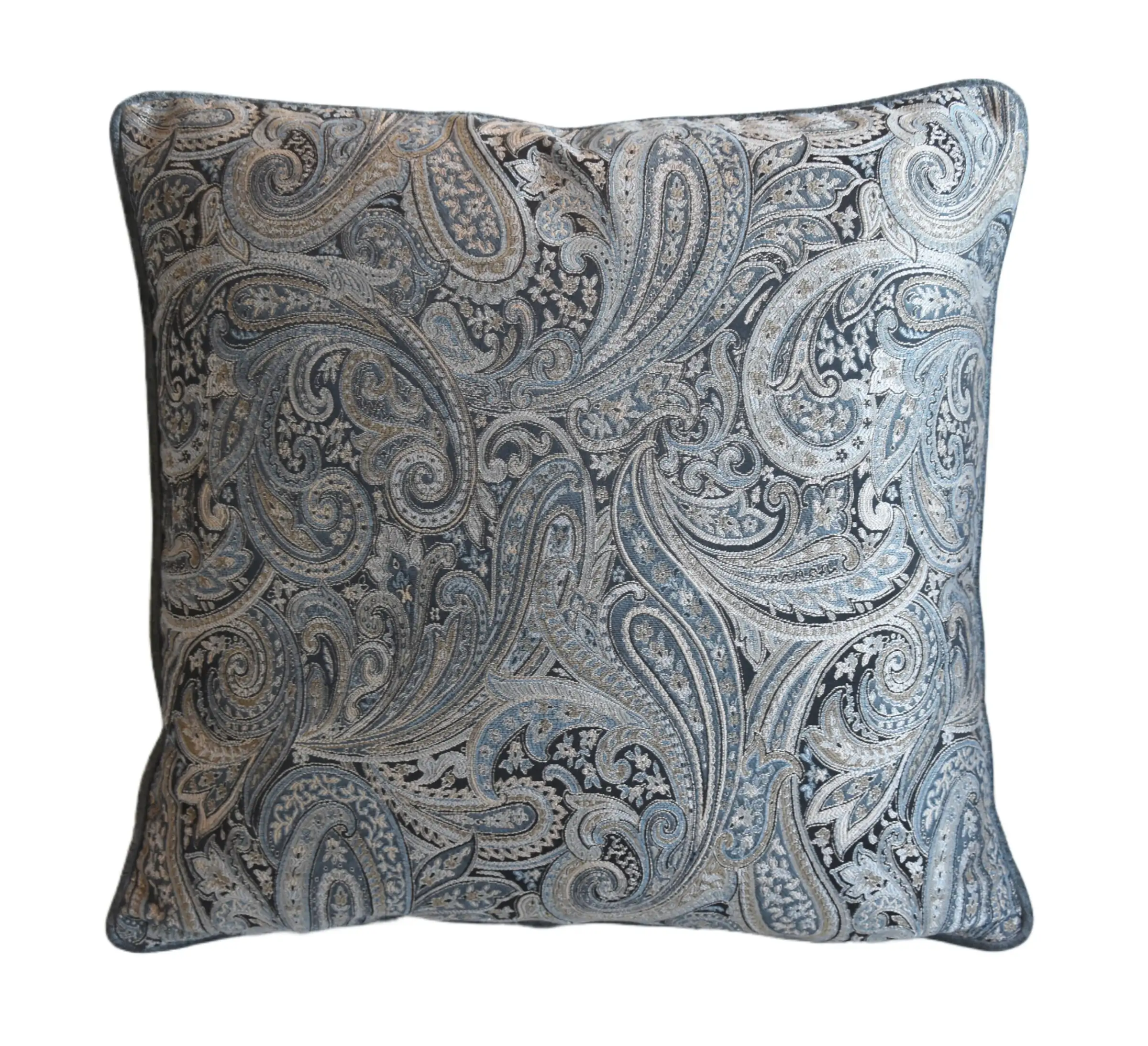 French Silver Botanical Paisley Pillow 2 French Silver Botanical Paisley Pillow
