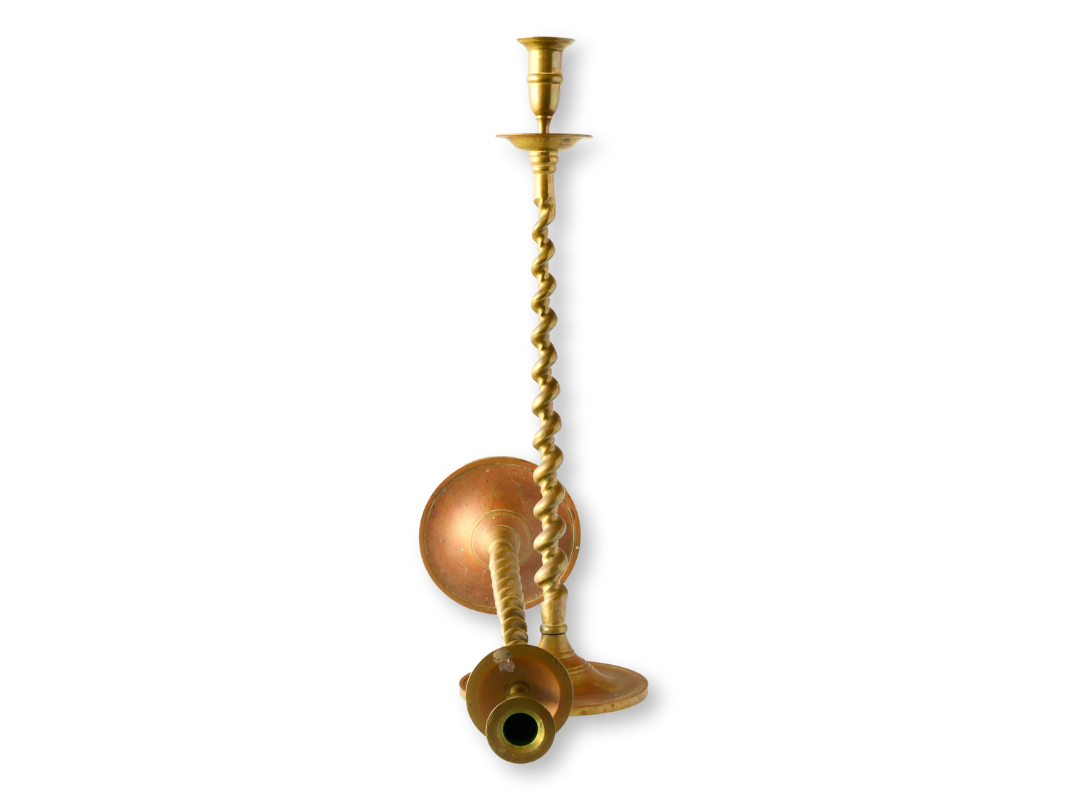 Oversized Brass Twist Candlesticks 4 Oversized Brass Twist Candlesticks