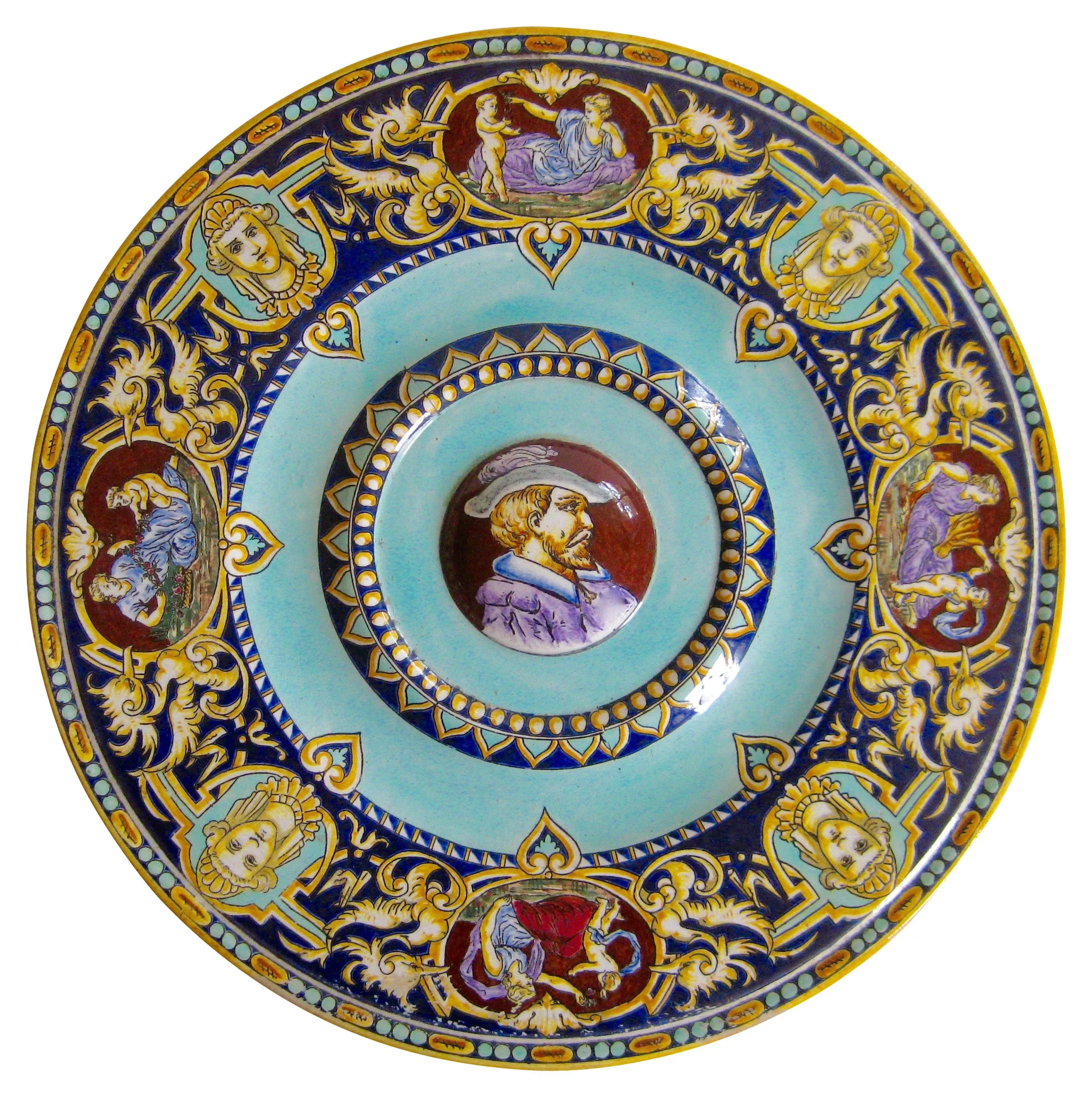 Antique French Faience Portrait Plate 1 Antique French Faience Portrait Plate