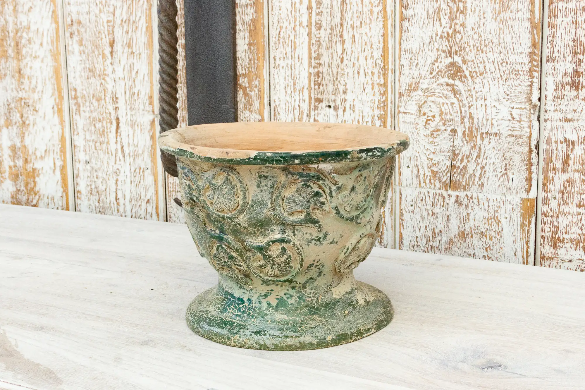 Antique Glazed Asian Floral Ceramic Pot 5 Antique Glazed Asian Floral Ceramic Pot