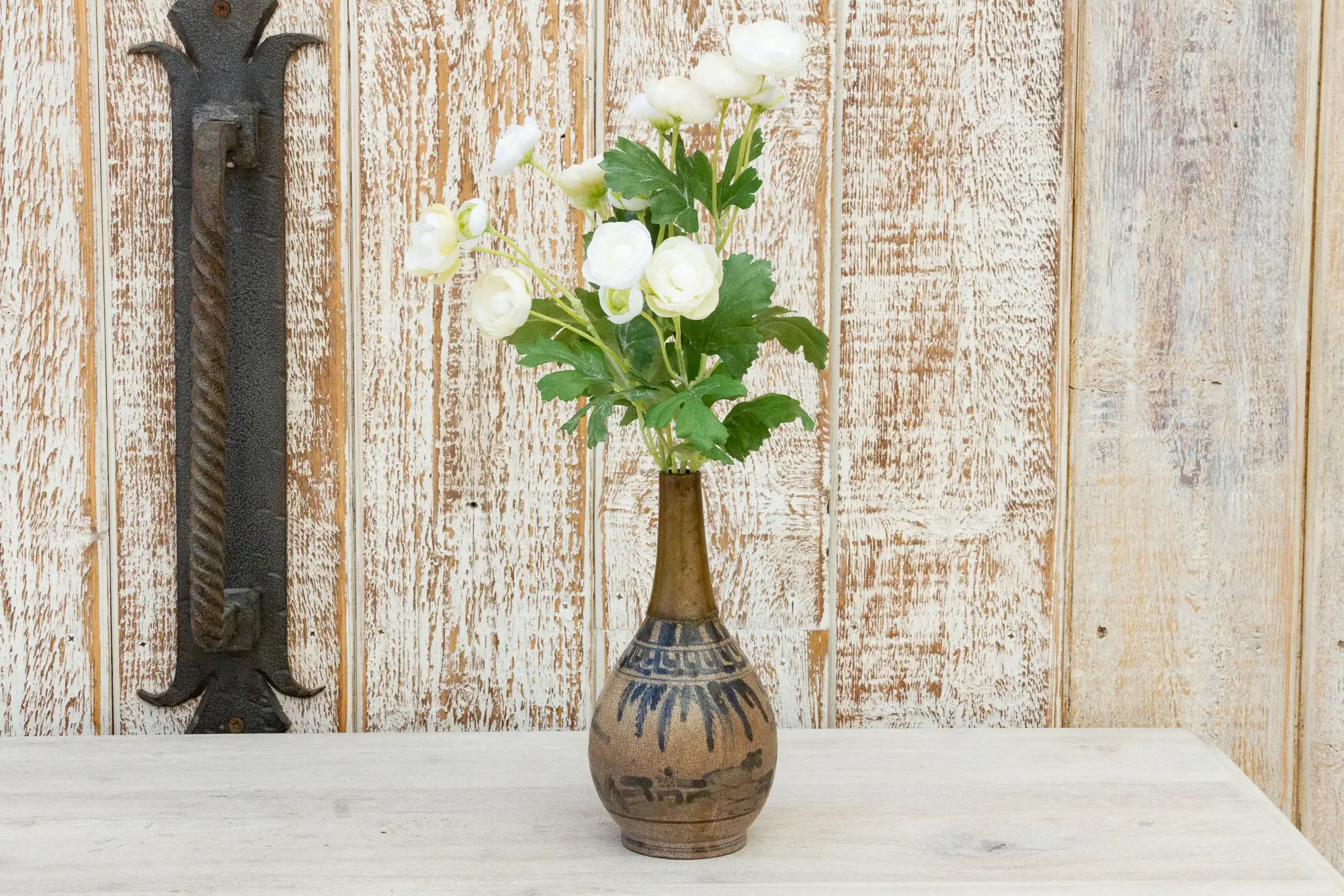 Antique Asian Porcelain & Brass Vase 2 Antique Asian Porcelain & Brass Vase