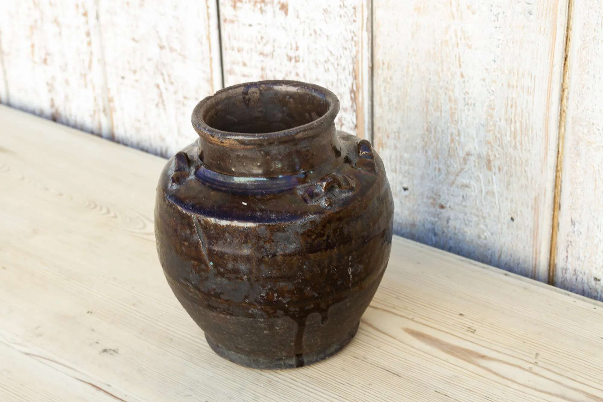 Dark Brown Southeast Asian Martaban Pot 4 Dark Brown Southeast Asian Martaban Pot