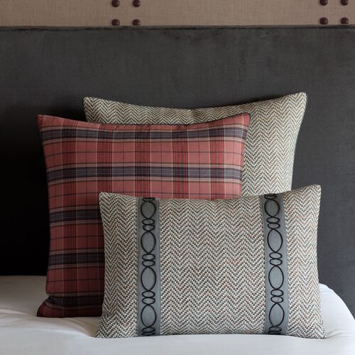 Carrie Plaid Pillow, Red/Charcoal 4 Carrie Plaid Pillow, Red/Charcoal