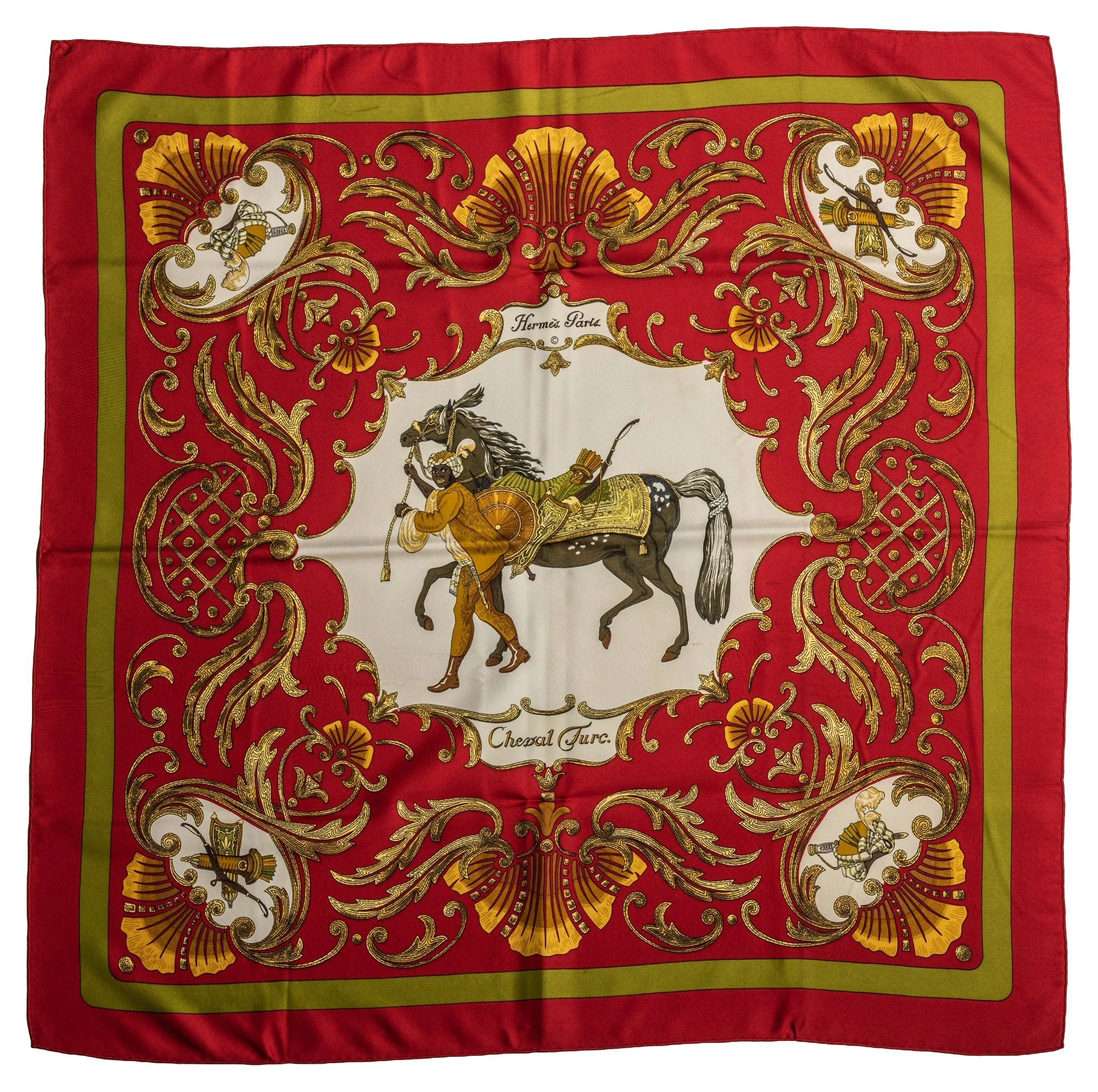 Herm???s Red Silk Cheval Turc Scarf 1 Herm???s Red Silk Cheval Turc Scarf