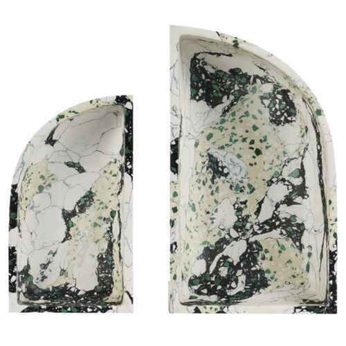 S/2 Fossey Asymmetrical Trays, White/Black 4 S/2 Fossey Asymmetrical Trays, White/Black