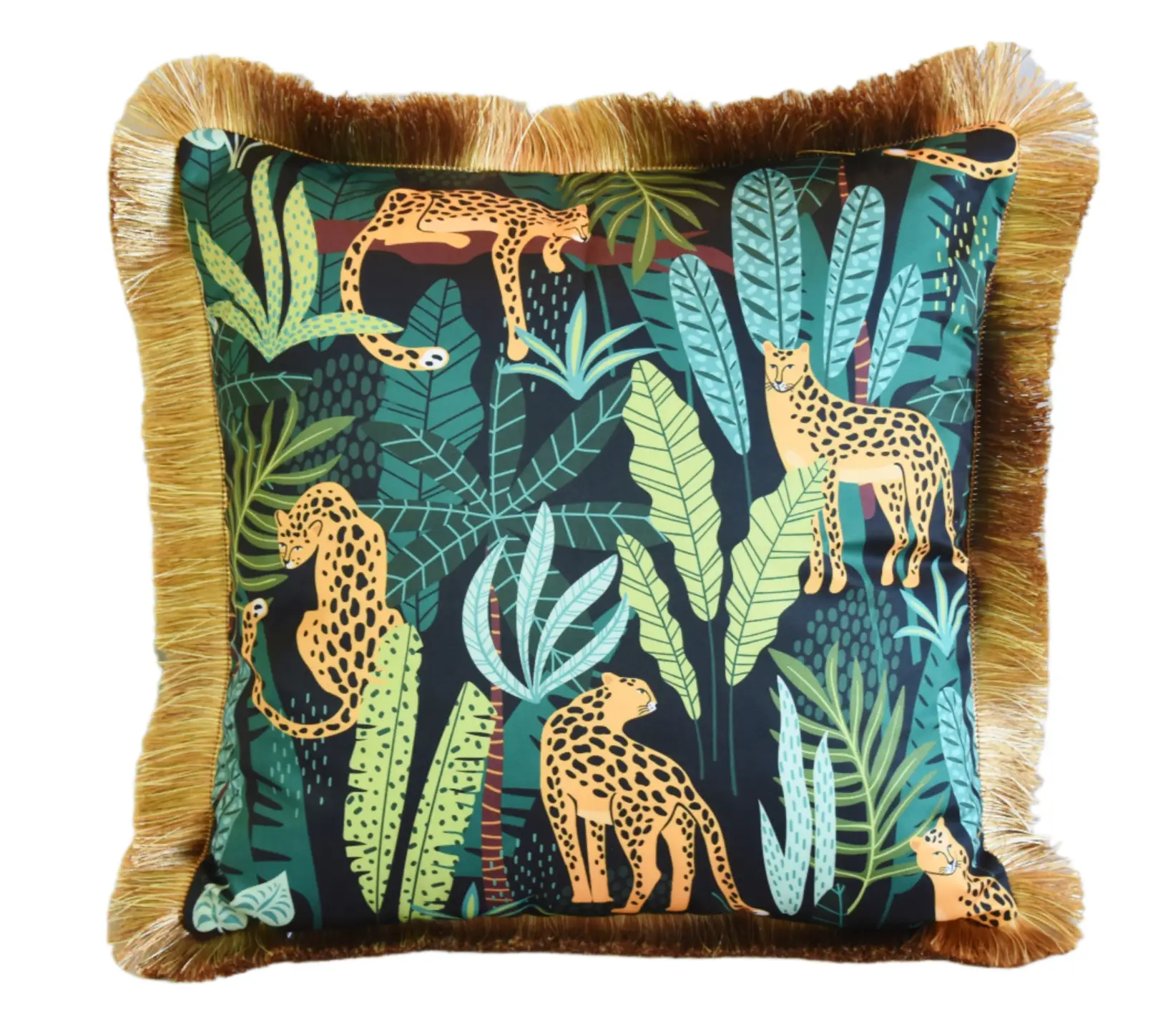 Cheetah Cat Botanical Jungle Pillow 3 Cheetah Cat Botanical Jungle Pillow