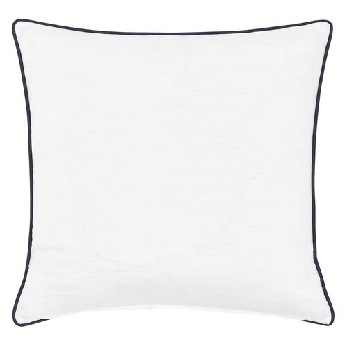 Caspian Basketweave Pillow, Blue/White 2 Caspian Basketweave Pillow, Blue/White