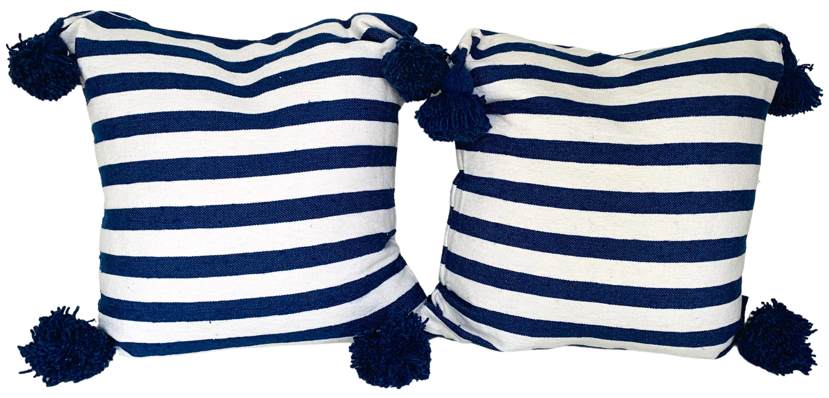 Moroccan Handloomed Pom-Pom Pillows, Pr 2 Moroccan Handloomed Pom-Pom Pillows, Pr