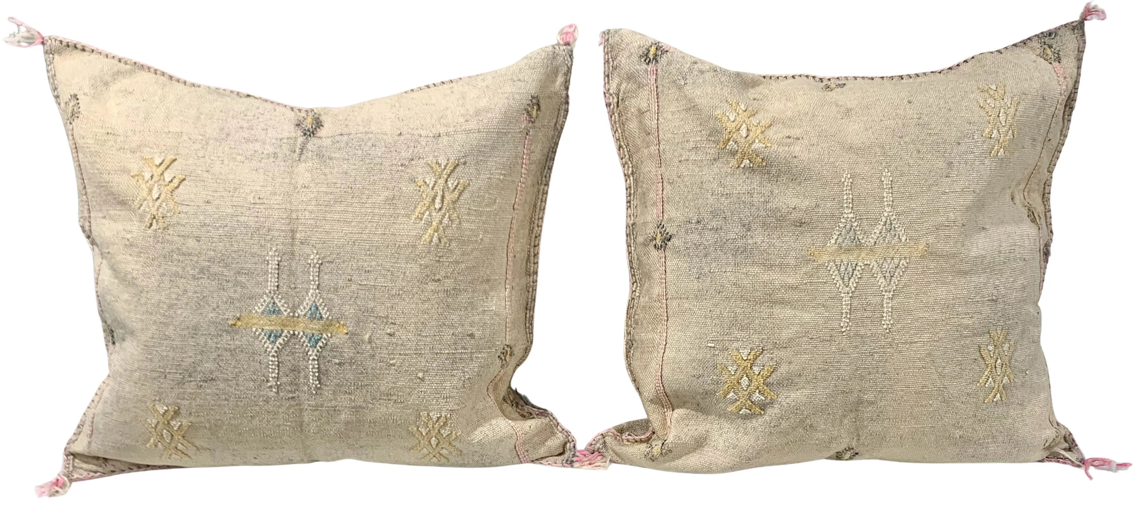 Moroccan Sabra Silk Pillows, Pair 2 Moroccan Sabra Silk Pillows, Pair