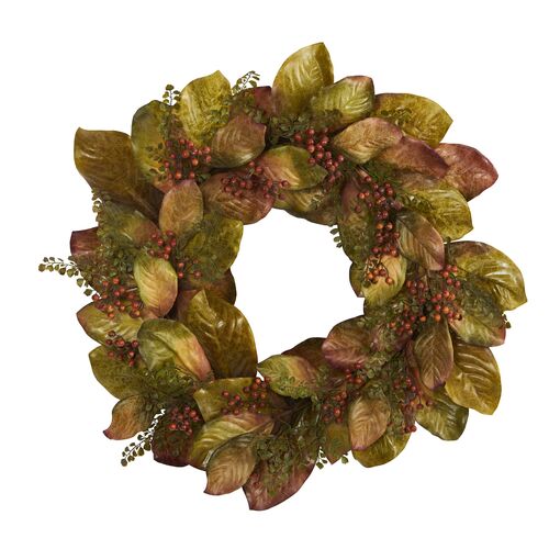 Faux 30" Magnolia/Berry Wreath 1 Faux 30" Magnolia/Berry Wreath