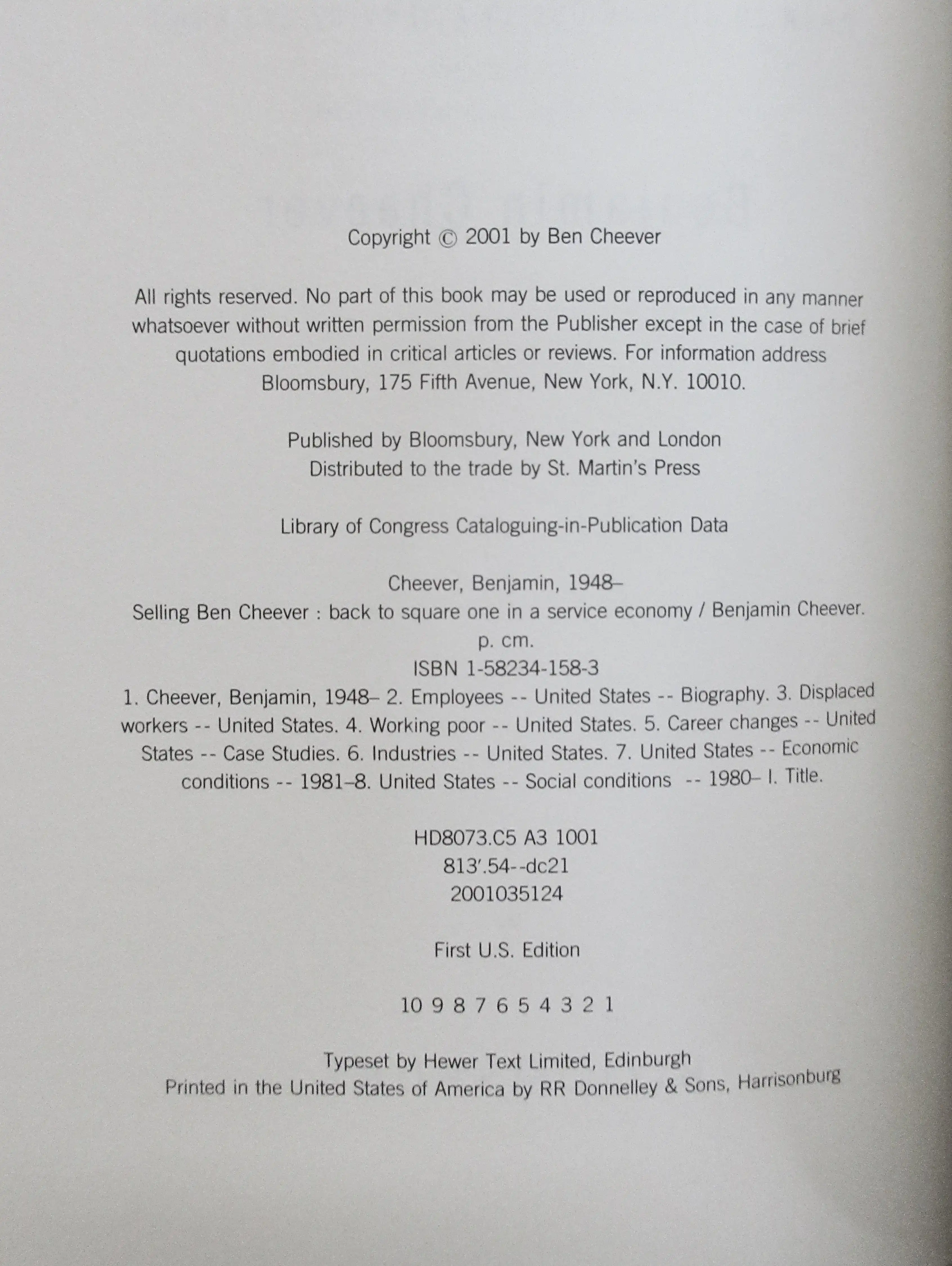 Ben Cheever First Editions S/2 5 Ben Cheever First Editions S/2