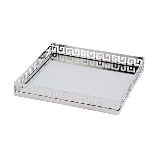 Calla Square Serving Tray, Polished Silver 1 Calla Square Serving Tray, Polished Silver
