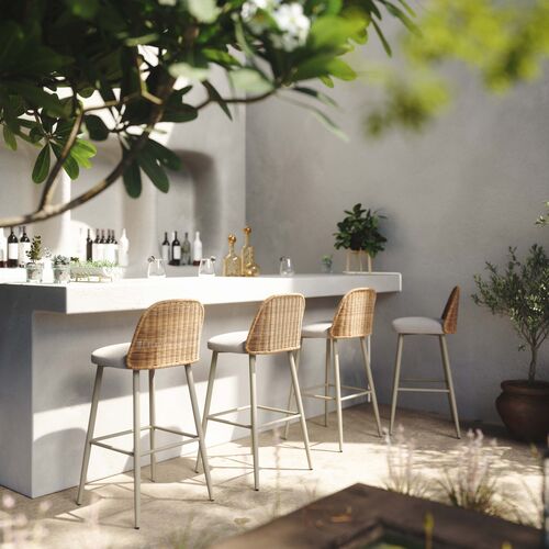 Cerelia Outdoor Performance Fabric Wicker Counter Stool 2 Cerelia Outdoor Performance Fabric Wicker Counter Stool