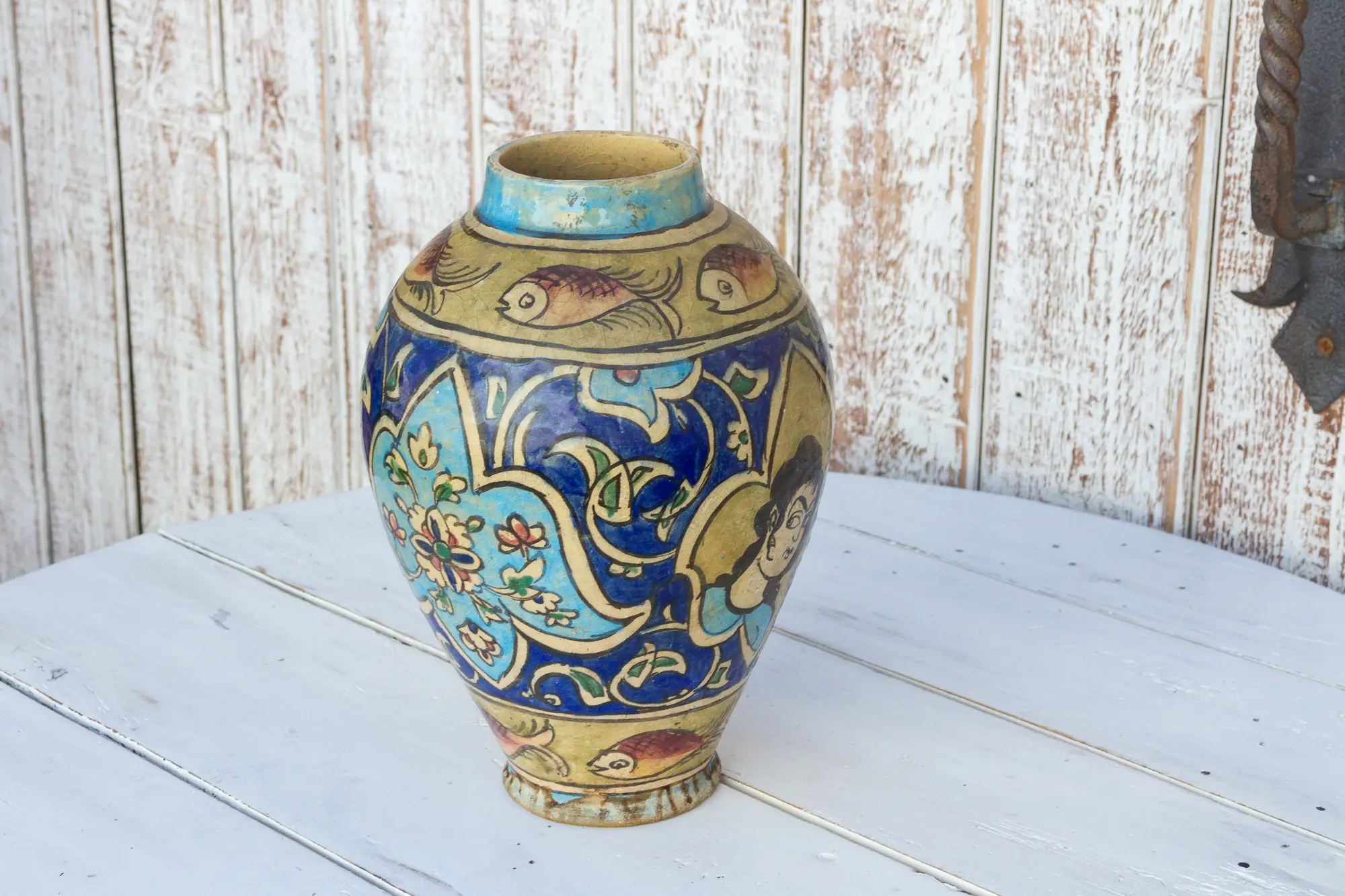 Beautiful Mughal Empire Painted Vase 4 Beautiful Mughal Empire Painted Vase