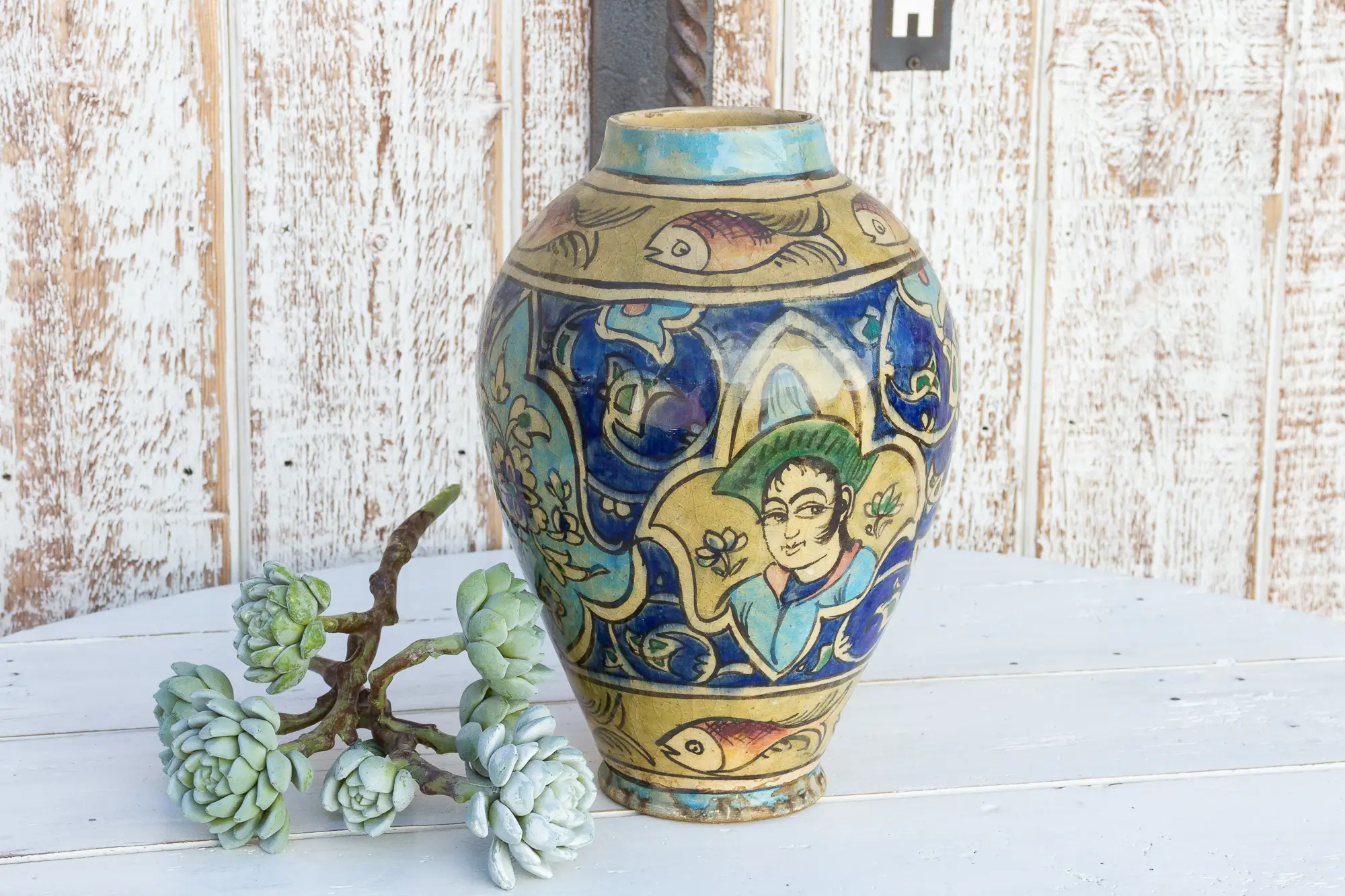 Beautiful Mughal Empire Painted Vase 7 Beautiful Mughal Empire Painted Vase