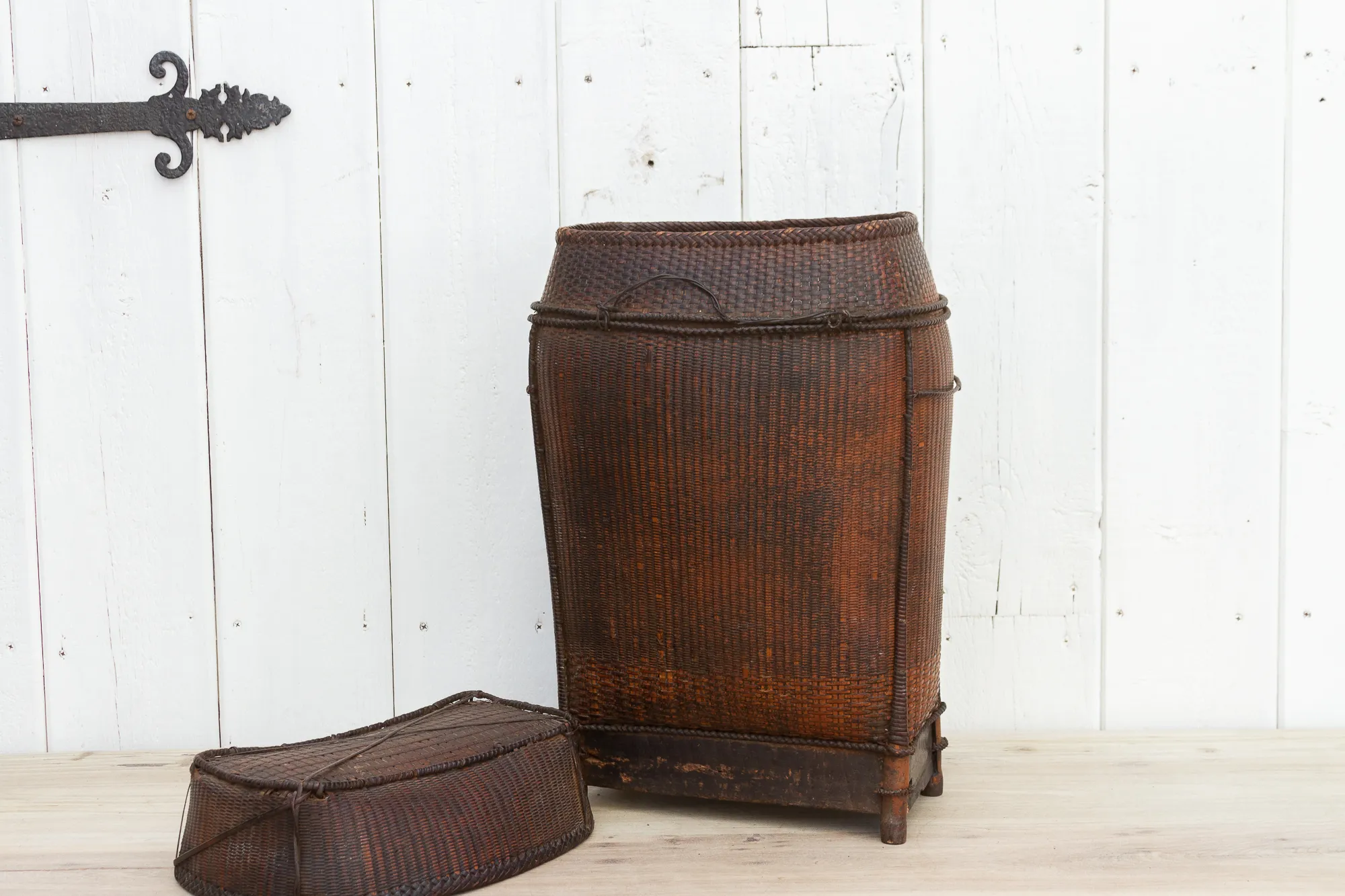 Antique Rattan Storage Basket 3 Antique Rattan Storage Basket
