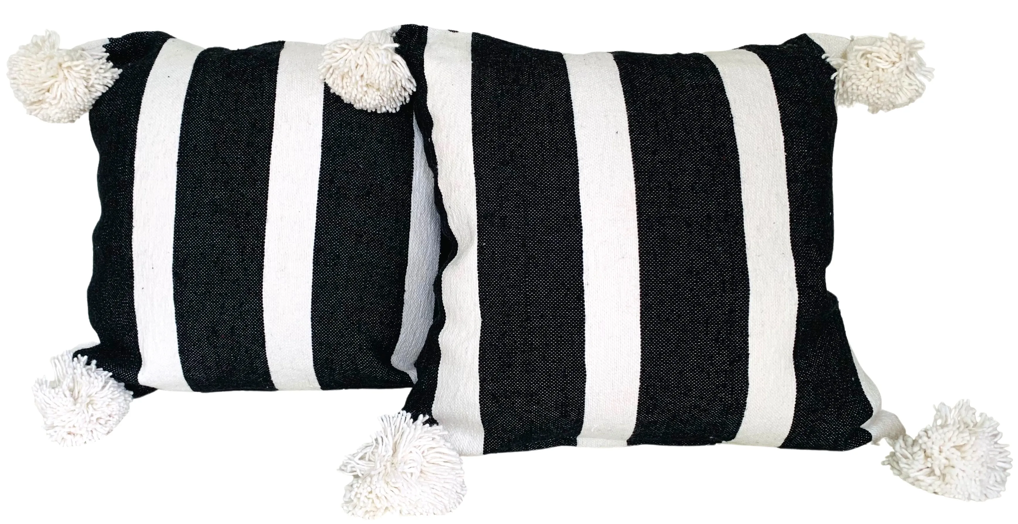 Moroccan Handloomed Pom-Pom Pillows, S/2 1 Moroccan Handloomed Pom-Pom Pillows, S/2