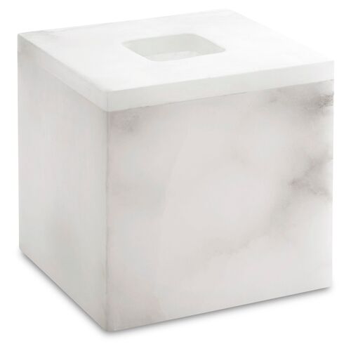 Alabaster Tissue Holder, White