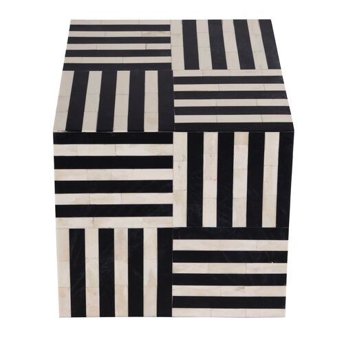 Aiden Square Bone Inlay Block End Table, Black Bone 3 Aiden Square Bone Inlay Block End Table, Black Bone