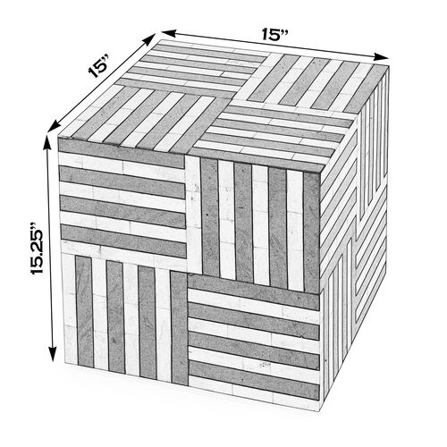 Aiden Square Bone Inlay Block End Table, Black Bone 5 Aiden Square Bone Inlay Block End Table, Black Bone