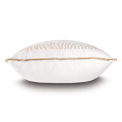 Hand-Painted Pillow, Beige 2 Hand-Painted Pillow, Beige