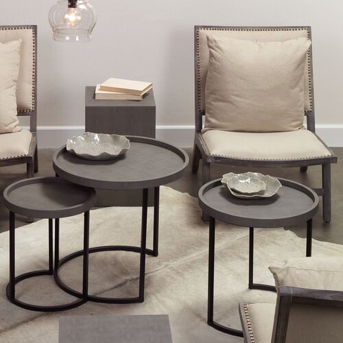 S/3 Maddox Nesting Tables, Gray/Black 2 S/3 Maddox Nesting Tables, Gray/Black