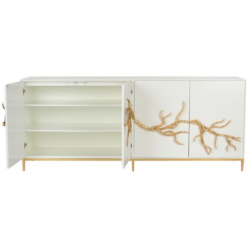 Branch Iron/Wood Cabinet, White 2 Branch Iron/Wood Cabinet, White