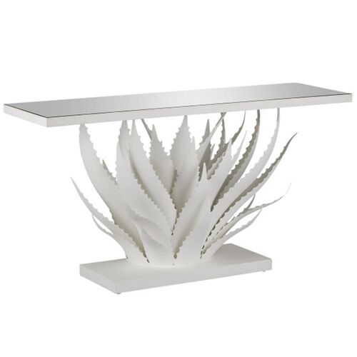 Agave Iron Console Table, Gesso White