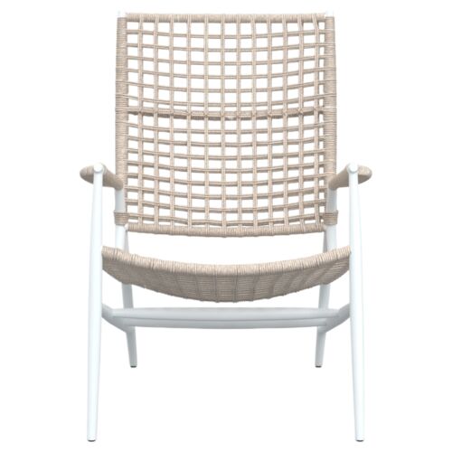 Taylin Outdoor Aluminum/Rope Highback Accent Chair, Frost 2 Taylin Outdoor Aluminum/Rope Highback Accent Chair, Frost