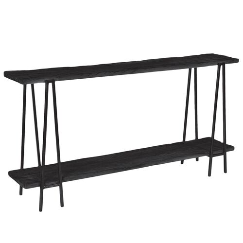 Ash Reclaimed Wood Console Table, Black