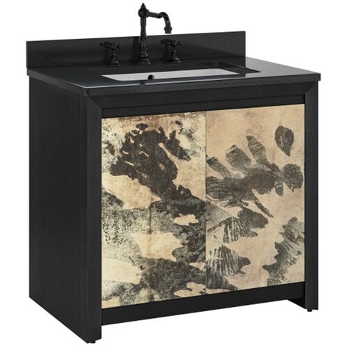 Karlson 36" Vanity with Rectangular Undermount Sink, Black/Tan