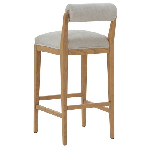 Opaline Rolled Back Barstool, Taupe/Natural 5 Opaline Rolled Back Barstool, Taupe/Natural