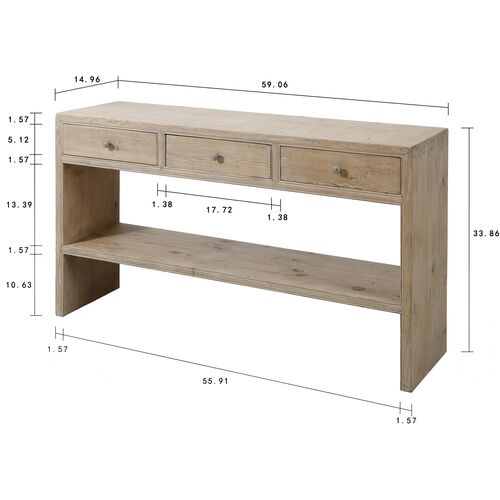 Katrina 59" Console Table, Weathered Natural 9 Katrina 59" Console Table, Weathered Natural