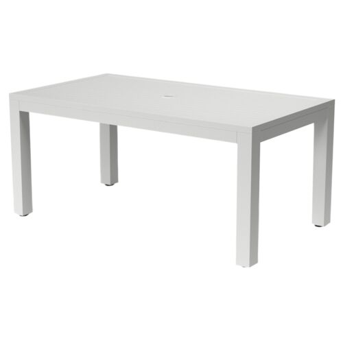 Harlyn Outdoor Aluminum Rectangular 36" x 64" Dining Table, White 2 Harlyn Outdoor Aluminum Rectangular 36" x 64" Dining Table, White