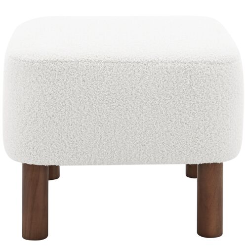 Valleta Ottoman, Plush White/Walnut 2 Valleta Ottoman, Plush White/Walnut