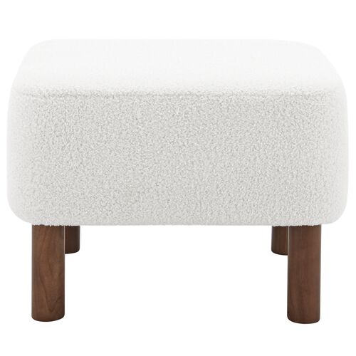Valleta Ottoman, Plush White/Walnut 4 Valleta Ottoman, Plush White/Walnut