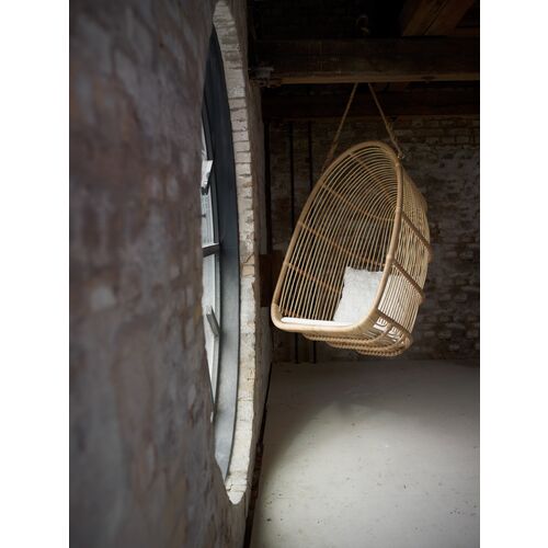 Renoir Rattan Hanging Swing Chair, Taupe Grey/White 8 Renoir Rattan Hanging Swing Chair, Taupe Grey/White